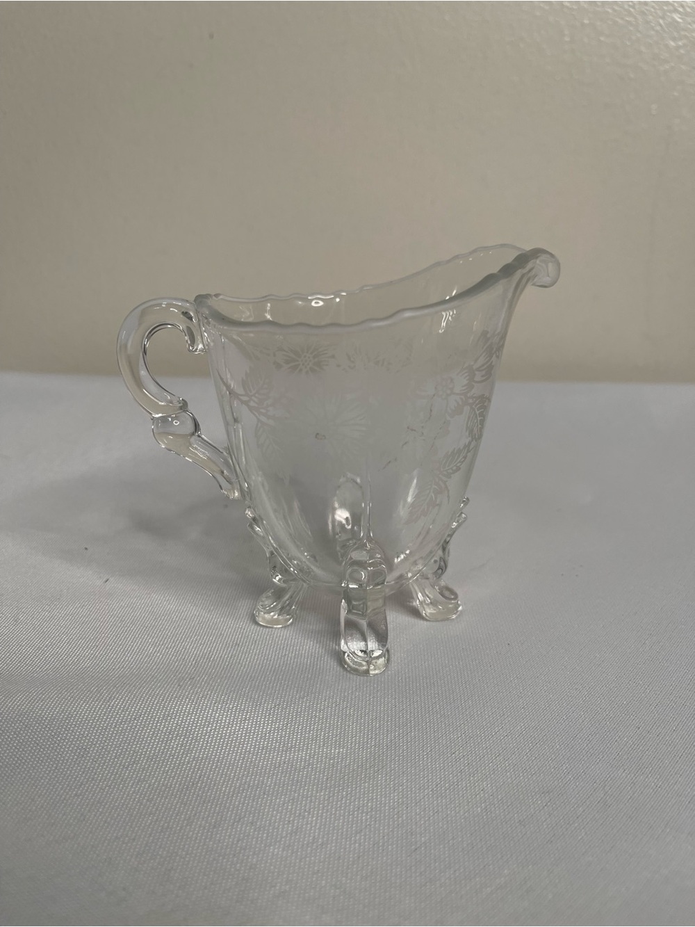 1 Vintage Martinsville Viking Prelude Creamer Etched Floral Footed